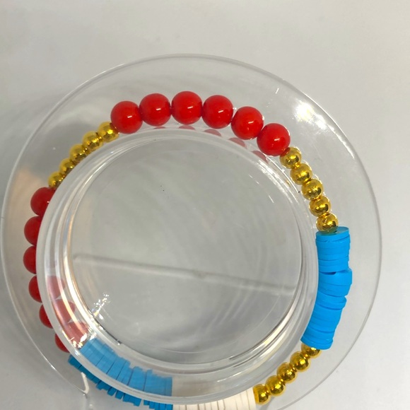 Red, blue, white and gold bracelet - Picture 5 of 5